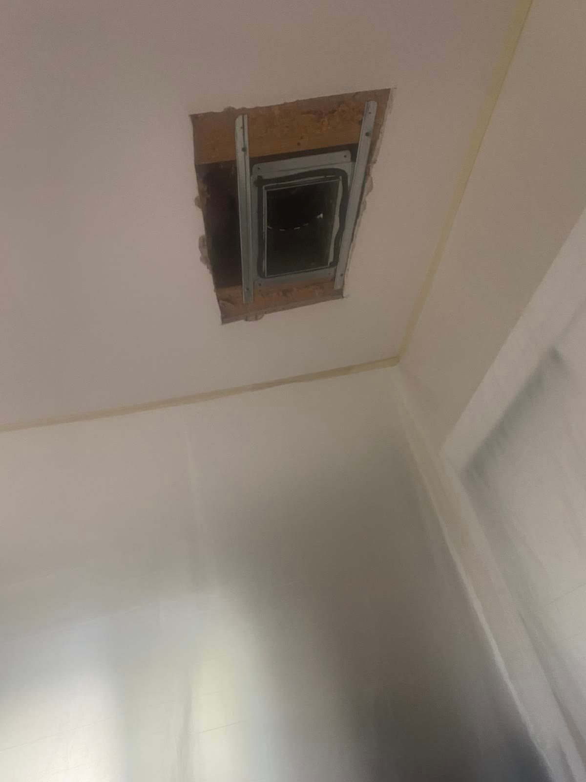 Before: cut access hole in ceiling