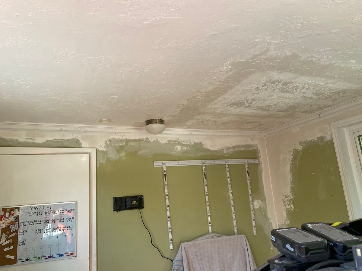 Ceiling corner patched and mudded